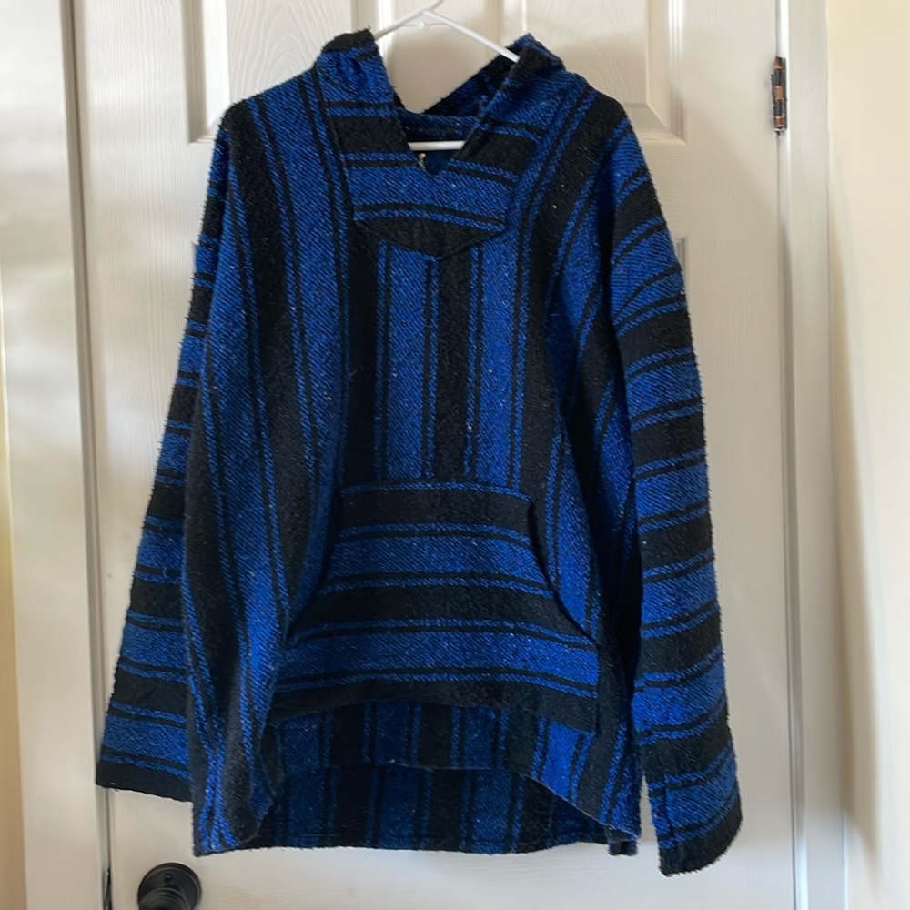 Blue and black baja hoodie surfer stoner skater